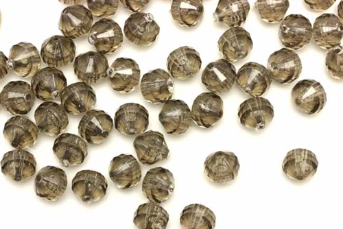Bead, German Acrylic, Vintage, 8MM, Faceted Round, Gray