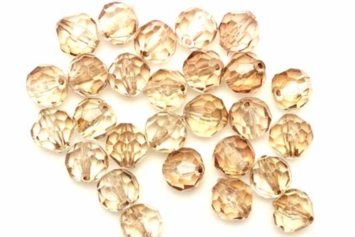 Bead, German Acrylic, Vintage, 10MM, Round Faceted, Pale Brown