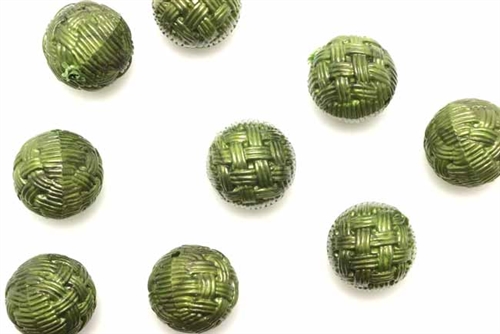 Bead, German Acrylic, Vintage, 14MM, Round, Olive