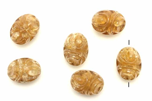 Bead, Austrian Acrylic, Vintage, 17MM, Oval Nugget, Topaz Gold