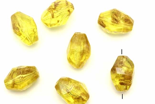 Bead, German Acrylic, Vintage, 18MM, Faceted Nugget, Yellow, Gold