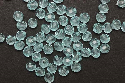 Bead, German Acrylic, Vintage, 6MM, Round Faceted, Light Blue