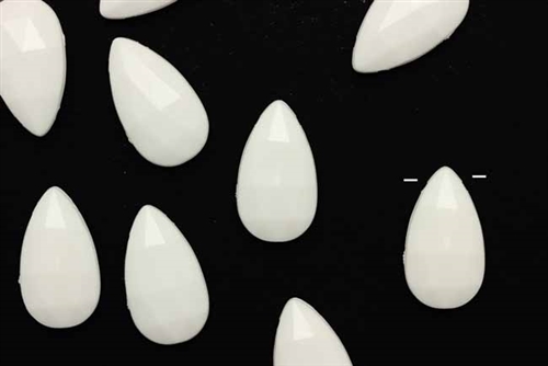Bead, German Acrylic, Vintage, 20MM, Faceted Flat Drop, White