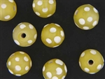 Bead, Trade, Skunk, Czech, Glass, 14MM, Round, Matte Finish, Light Yellow