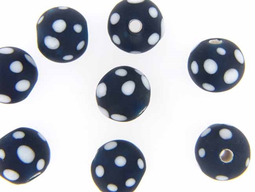 Bead, Trade, Skunk, Czech, Glass, 15MM, Round, Matte Finish, Dark Blue