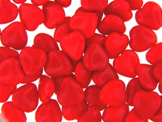 Czech Heart Beads / 12MM Red