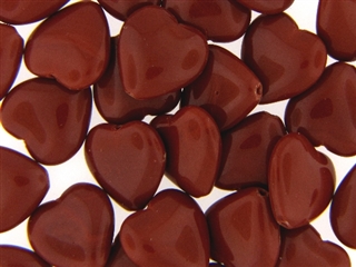 Czech Heart Beads / 15MM Brown