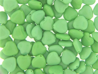 Czech Heart Beads / 10MM Sea Green