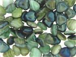 Czech Heart Beads / 10MM Light Green Green Iris