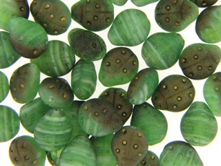 Czech Ladybug Beads / 11mm Matte Green Bronze Metallic