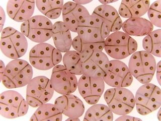 Czech Ladybug Beads / 11mm Light Rose