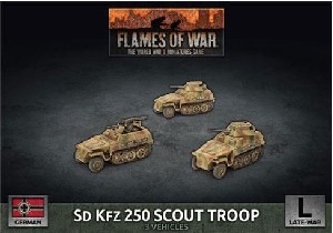 Flames of War - GBX176 Sd Kfz 250 Scout Troop plastic