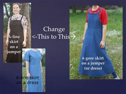 Change A-line skirt to 6 Gore skirt on Ladies Jumpers or Dresses