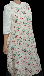 Pinafore Apron Ladies Cherries White & Red Floral size S 6 8