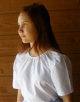 Ladies Peasant Blouse White Oxford poly/cotton 2X 26 28