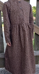 Girl Classic Dress Brown Floral cotton size 10 X-long