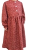 Girl Classic Dress with Gathered Skirt in Crimson Red Floral cotton size 5 X-long