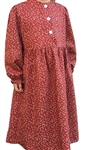 Girl Classic Dress with Gathered skirt Crimson Red floral cotton size 4 X-long