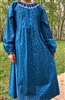 Girl Peasant Dress Medium Blue Floral cotton with lace size 12 X-long