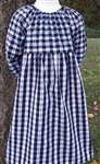 Girl Peasant Dress Navy Blue & Red Plaid cotton size 4 X-long