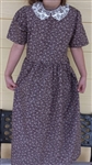 Girl Classic Dress Zipper Back Gathered Skirt Brown Floral cotton size 7
