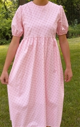 Ladies Edwardian Dress Pastel Pink Floral Cotton size 6 Petite
