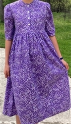 Ladies Dress Button Front Purple floral cotton size 6 Petite