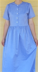 Ladies Classic Dress Solid Blue Oxford cotton size 8