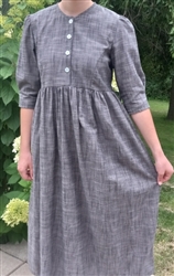 Ladies Dress Button Front Edwardian Manchester Pepper gray cotton size 6 Petite