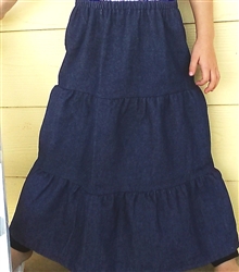 Girl Tiered Skirt Navy Blue Denim size L 12 14 Petite