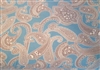 Blue Paisley Cotton spandex Knit Fabric by the yard