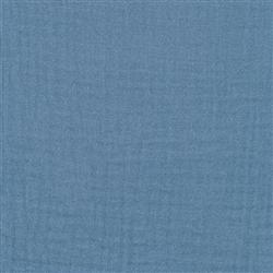 Organic cotton Double Gauze Ocean Blue Crinkle Fabric by the 1/4 yard