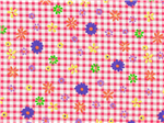 Pink Gingham Flowers Cotton Spandex blend Fabric 1/2 yard