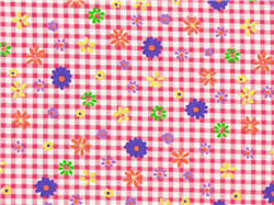 Pink Gingham Flowers Cotton Spandex blend Fabric 1/2 yard