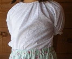 Girl Peasant Blouse White Seersucker cotton size 5