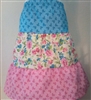 Girl Skirt Tiered Patchwork Blue, Cream & Pink floral size XST 2/3