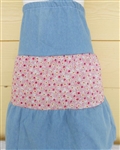 Girl Skirt Tiered Patchwork Denim & Pink floral size XST 2/3