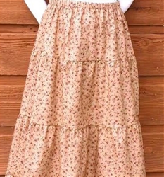 Girl Tiered Skirt Victorian Tan floral cotton size XS 4 5 custom fit