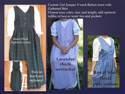 Girl Jumper Cotton V-neck Button Gathered Skirt all sizes