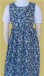 Girl Jumper Cobalt Floral with Gathered Skirt size 8 X-long