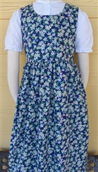 Girl Jumper Cobalt Floral with Gathered Skirt size 8 X-long