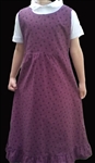 Girl Jumper Plum Purple Floral cotton with ruffle size 6 x-long