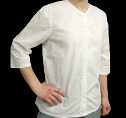 Ladies Classic Button Blouse Embroidered White cotton size 14