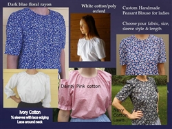 Ladies Peasant Blouse Custom Made in Solids or Prints all sizes