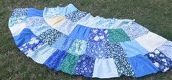 Ladies Skirt Tiered Patchwork Blue, Green, Yellow Florals S or M or L custom fit