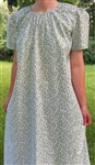 Ladies Nightgown Green on White floral cotton size M 10 12