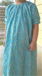 Girl Loungewear Gown Dress Blue Flowers & Hearts cotton size XS 3 4
