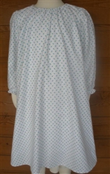 Girl Loungewear Dress Blue Rosebuds Flannel Floral Cotton size M 7 8