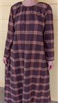 Ladies Nightgown Organic Brown Flannel plaid cotton M 10 12