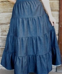 Ladies 4 Tiered Skirt Navy Blue Jean Denim size 1X 22 24 Tall